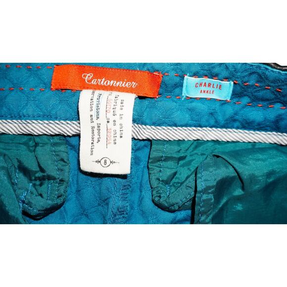 Cartonnier Charlie Ankle Pants Teal Textured Snake Print Women’s 8 - Picture 3 of 10